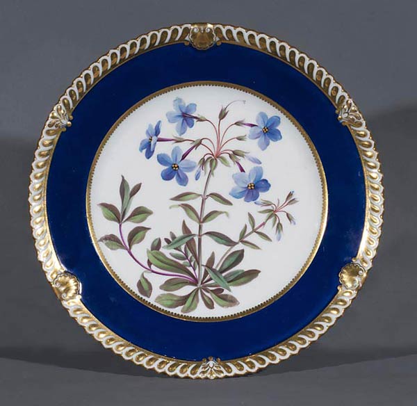 Chamberlains Worcester Dessert Plate, from a service made in 1815 - 1820, Hand-painted, Soft paste porcelain