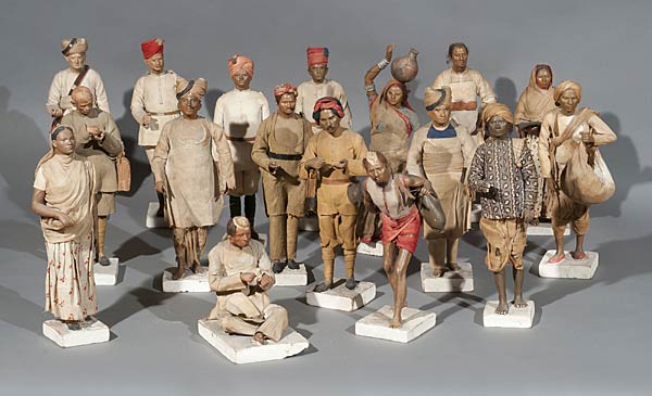 Rakhal Das Pal, Set of Clay Figures, Terracotta, Tallest 14.5 cms, Seated 26.5 cms