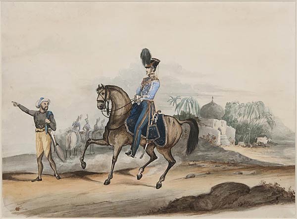 Anonymous English Artist, Officers of the Bangal Light Cavalry with his syce, or groomsman