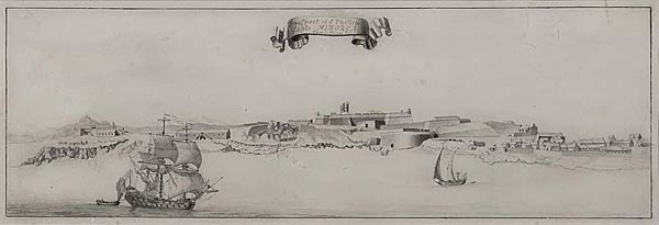 St. Phillip's Castle, Menorca, Chas Jefferyes, Pen & Ink on Paper, 18 x 52 cms