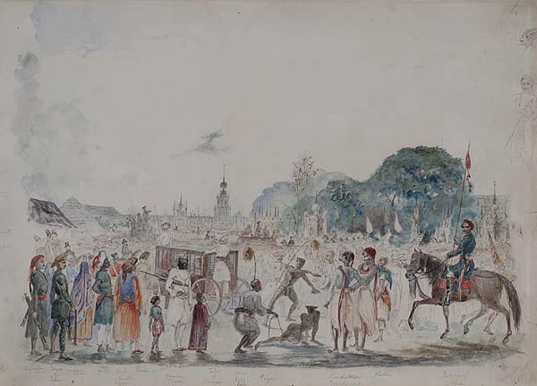 Mohurrum Procession, Lieutenant Charles W. Thompson, Opaque Watercolour on Paper