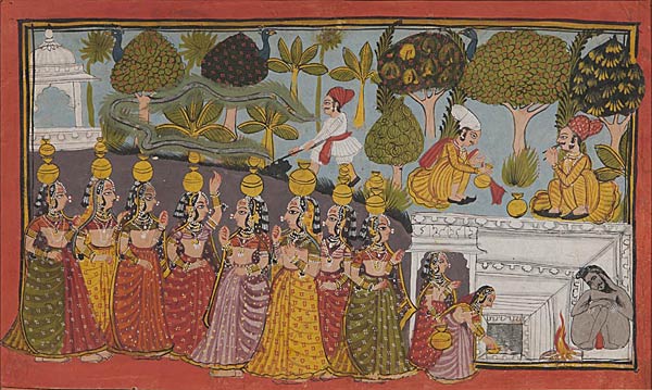 Balarama with his Ploughshare, Attributed to Pemji, Opaque Watercolour on paper, 19 x 32 cms