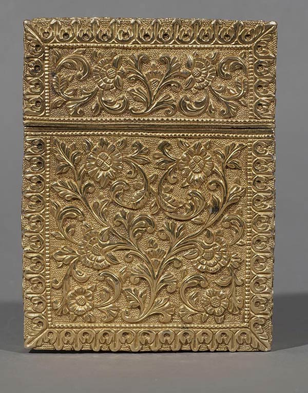 Silver Gilt Card Case, Attributed to Oomersi Mawji, Silver gilt, Circa 1880, 10 cms x 7.5 cms x 1.5 cms