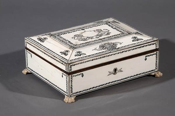 Vizagapatam, Ivory box with silver fittings, Circa late 18th century