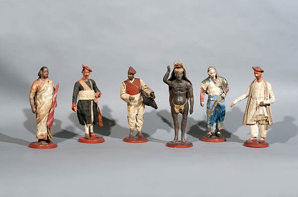 Pune Terracotta Figures, Circa 1850, Height x 21 cms, Set of six figures made at Pune