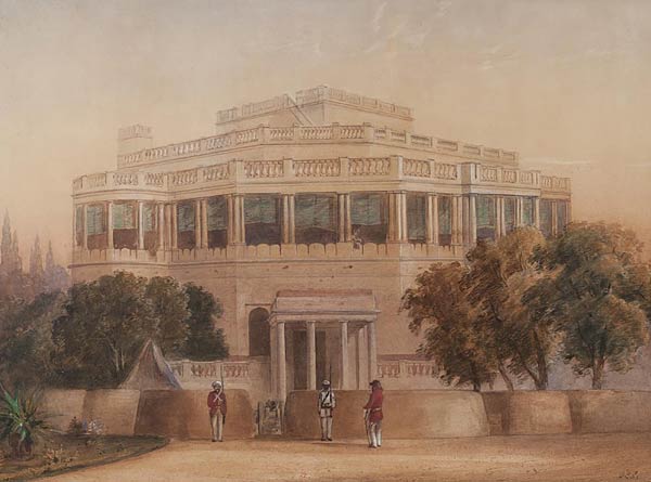 Soldiers Outside a Colonial Building, William Clerihew, 19th Century, 36 x 50 cms